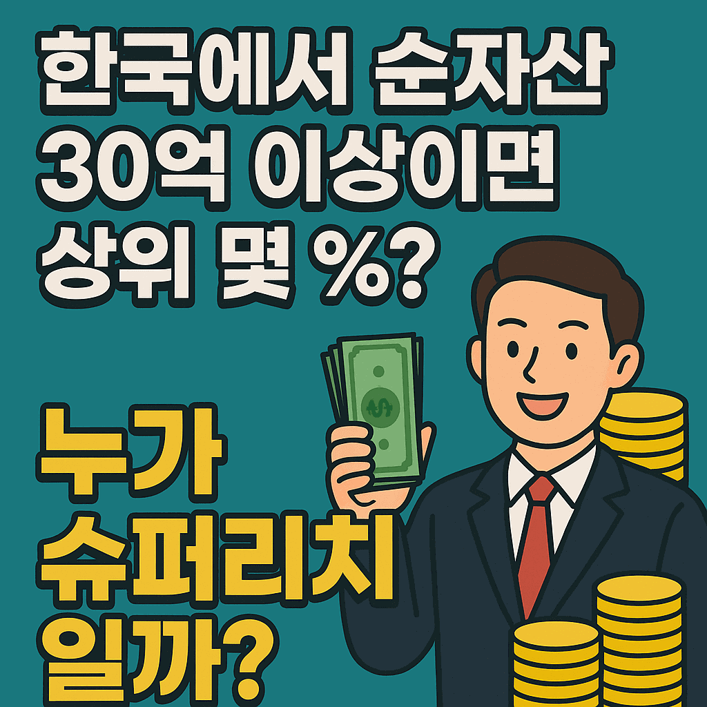 한국에서 순자산 30억 이상이면 상위 몇 %