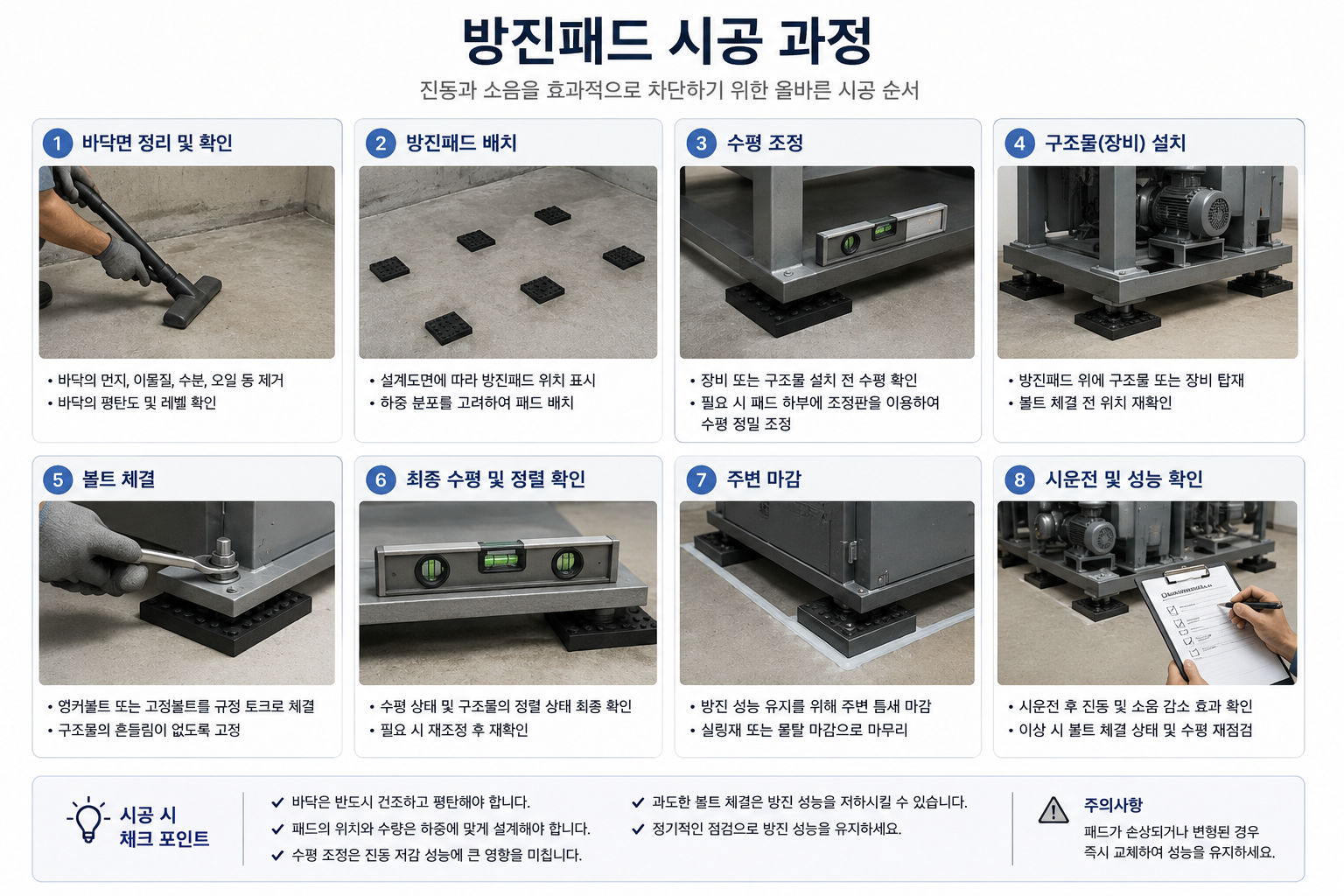 방진패드 시공 과정
