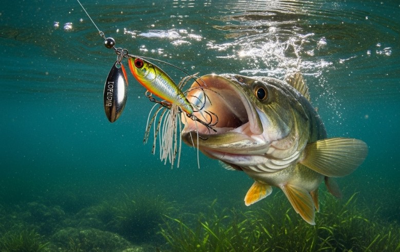 고기가 바늘을 물기 2초전 사진