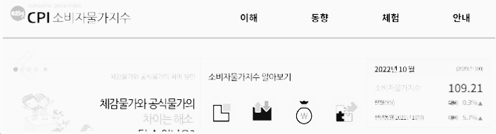 통계청 소비자물가지수 사이트