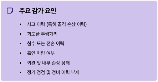 차량 주요 감가요인 정리