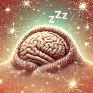 두뇌를 담요로 감싸고 있는 모습, 계속 졸린 이유에 대한 글 관련 이미지