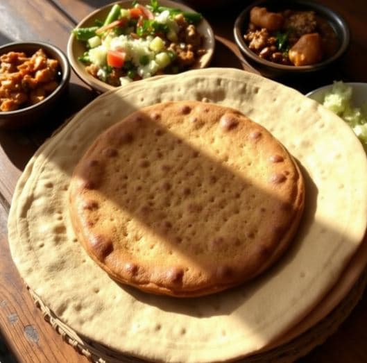 에티오피아 인제라(Injera) – 자급한 테프 밀가루로 만든 발효 평평 빵