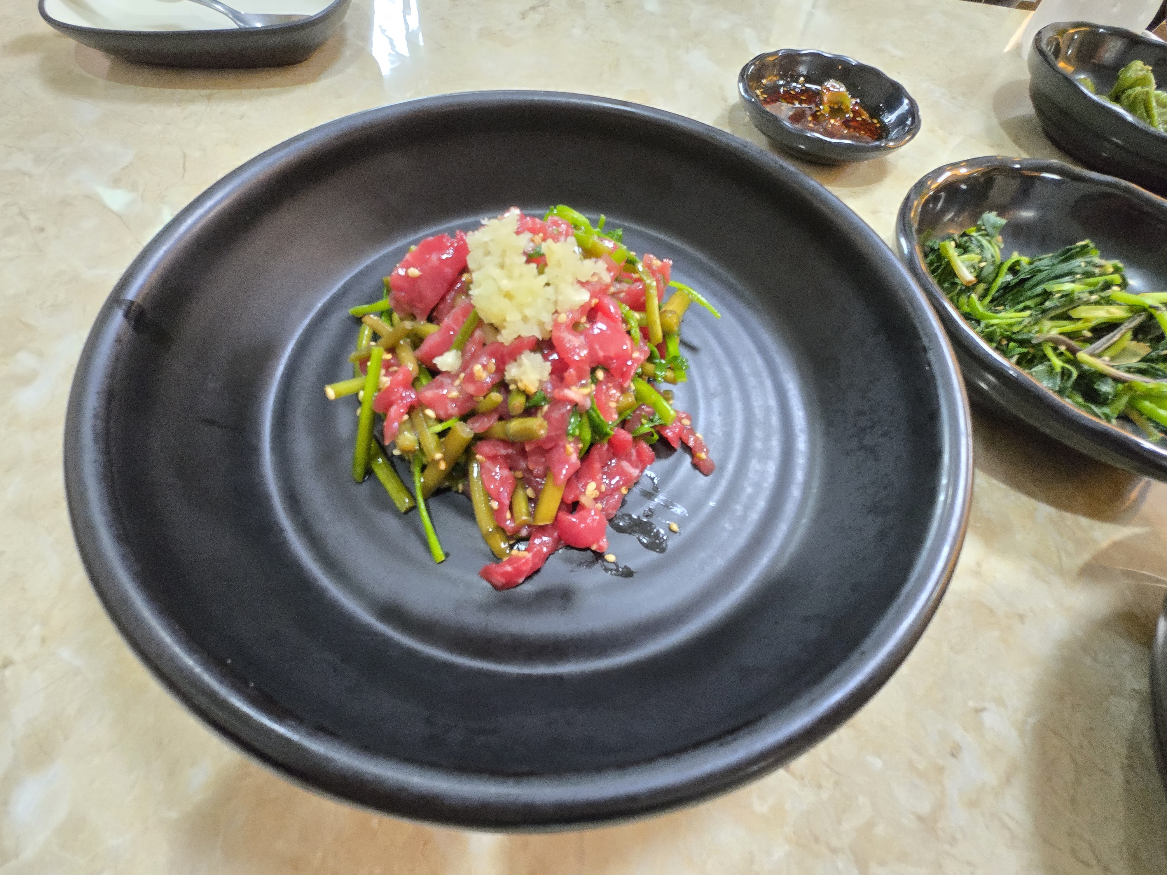 안동 백반 정식 맛집 반찬도감 미나리육회