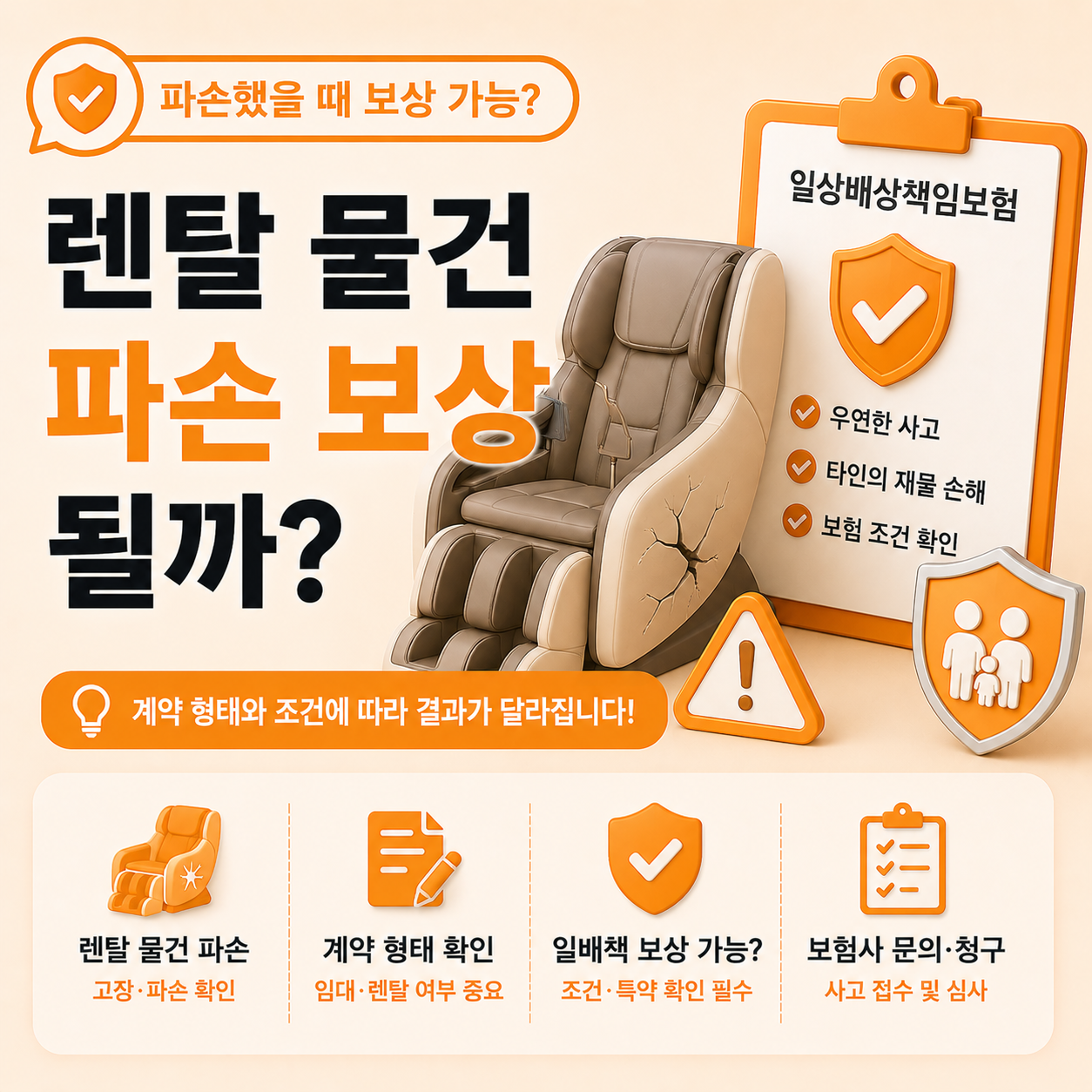 렌탈 물건 파손 일상배상책임보험 보상 여부 확인