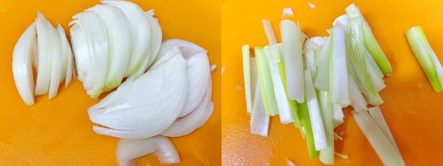 제육볶음 야채 썰기