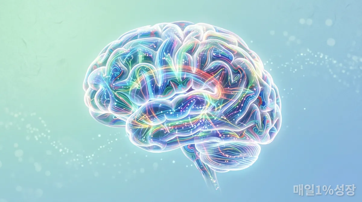 뇌의 신경전달물질 흐름을 보여주는 추상적인 이미지