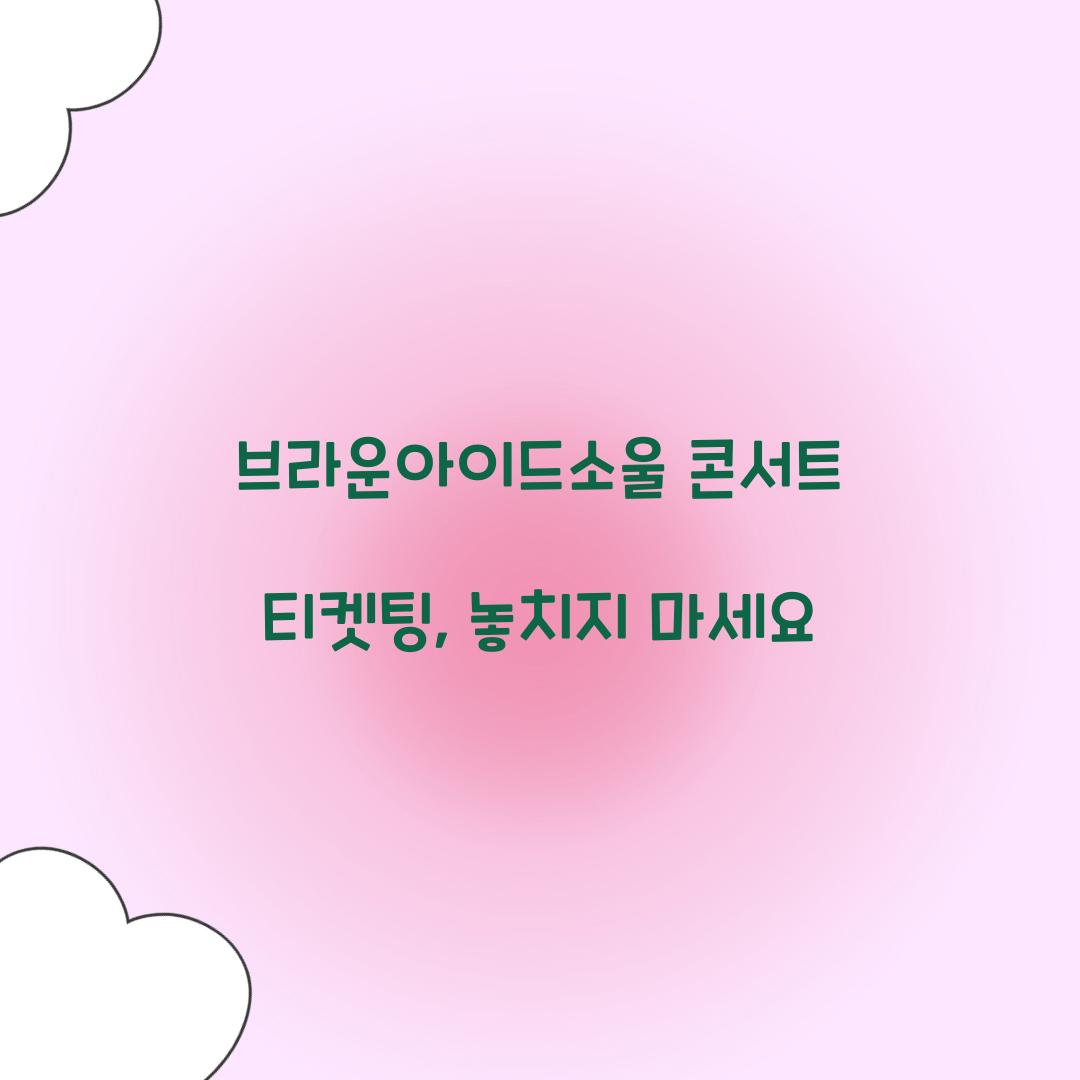 브라운아이드소울 콘서트 티켓팅