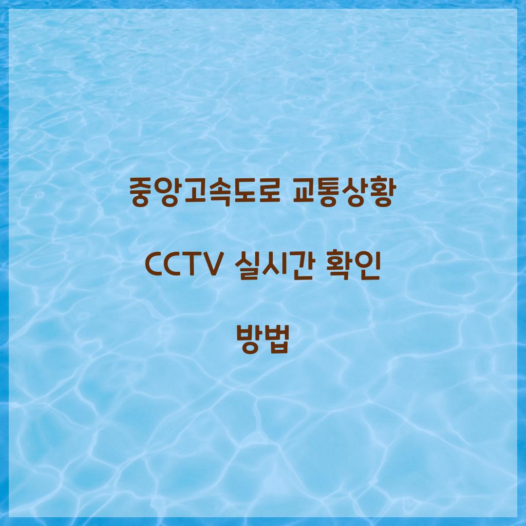 중앙고속도로 교통상황 CCTV