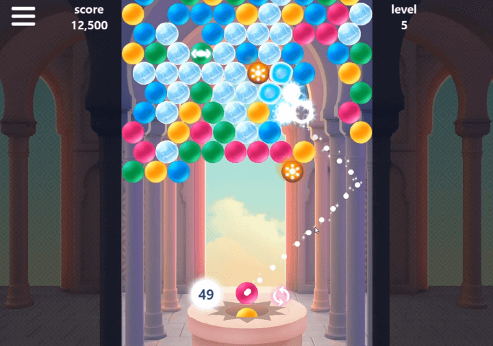 버블슈터-같은색공맞추기-게임하기-플레이-같은색-공을-맞춰-버블을-터트리는-화면