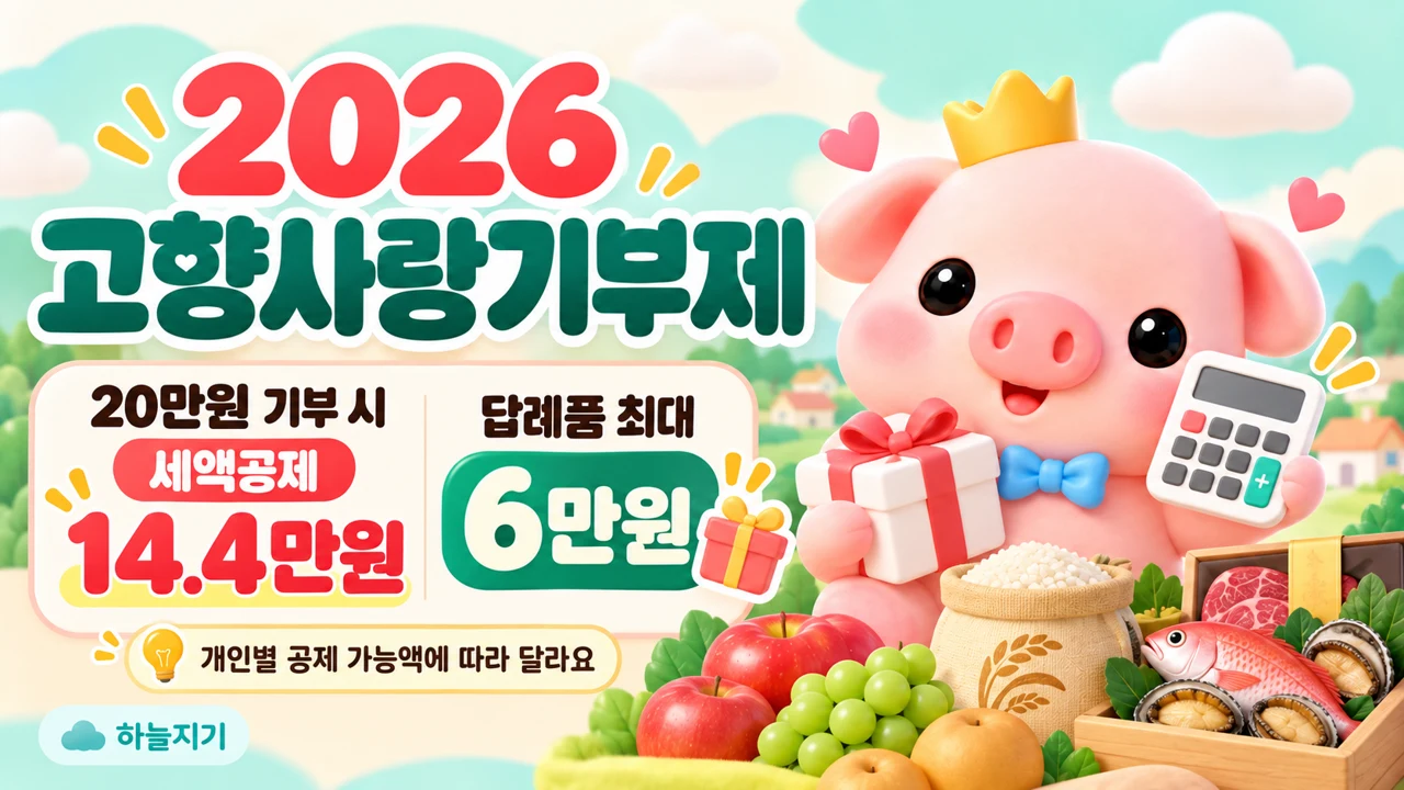 소소피그가 안내하는 2026 고향사랑기부제 20만원 기부 세액공제 14만4천원과 답례품 최대 6만원
