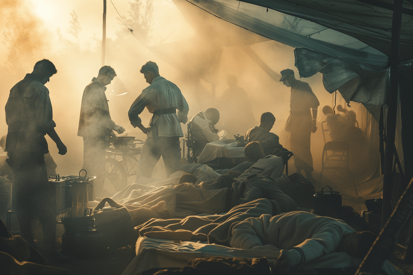 부상당한-병사들을-치료중인-전쟁터-천막
