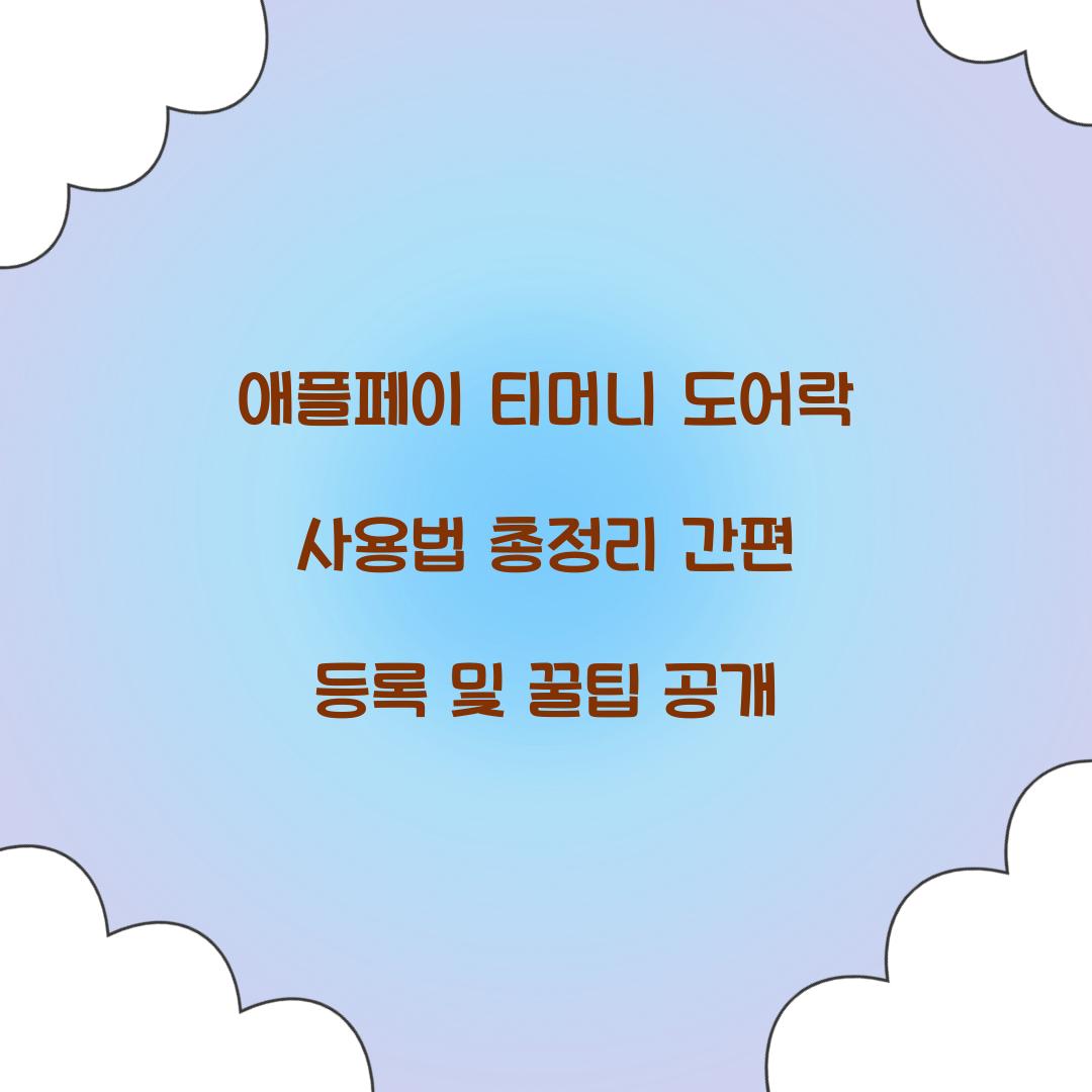 애플페이 티머니 도어락