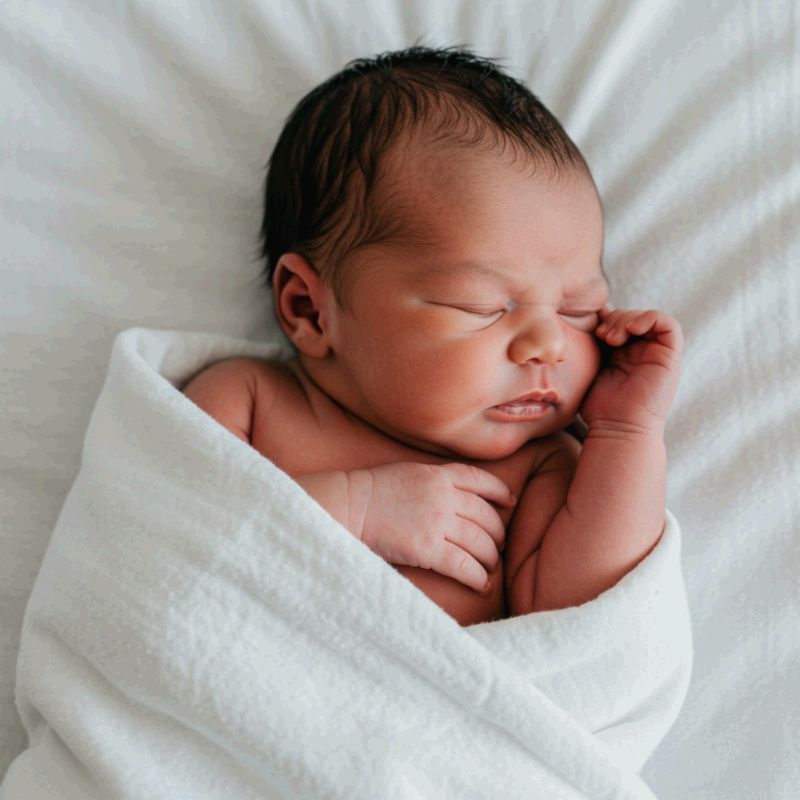 포근한 담요 속 평화롭게 잠든 아기.