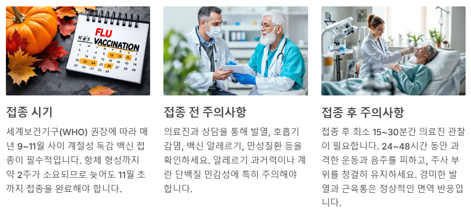 독감 예방접종 시기와 주의사항