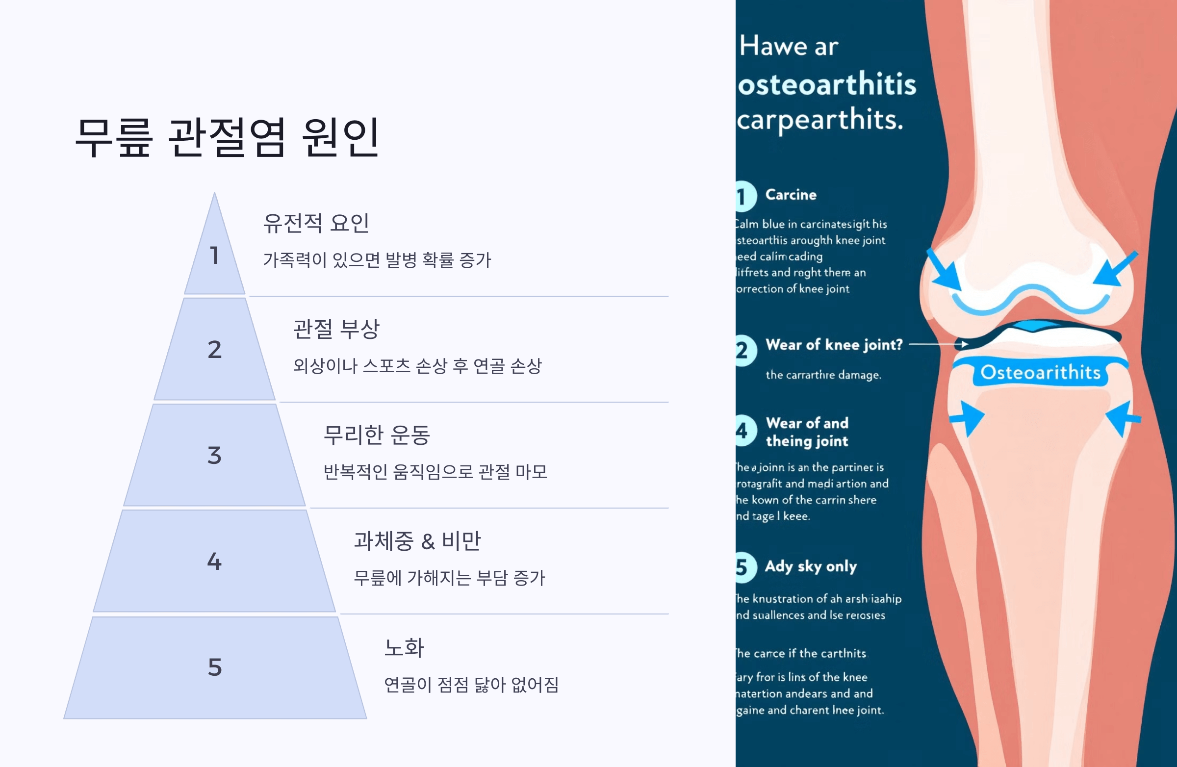 무릎 관절염 증상과 관련된 사진입니다.
