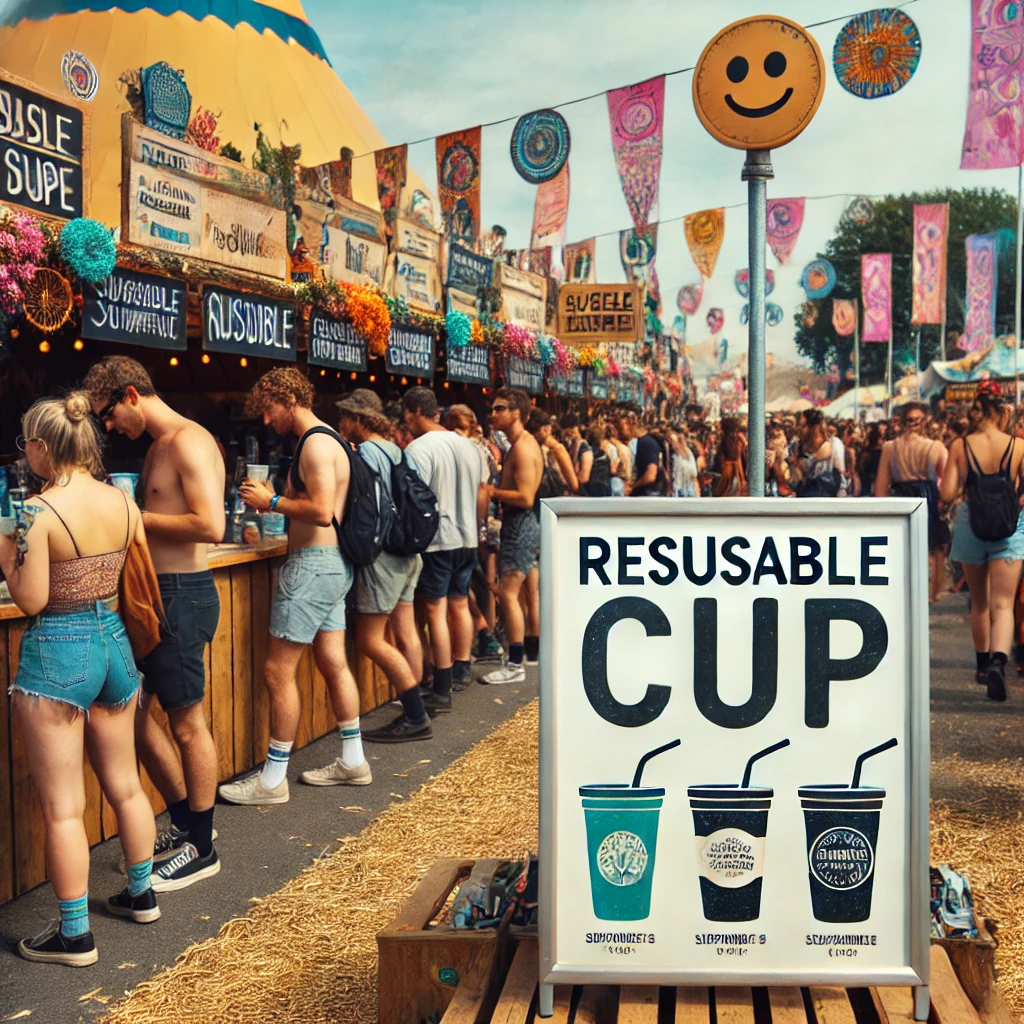 다회용 컵을 사용하여 지속 가능한 축제를 지향
