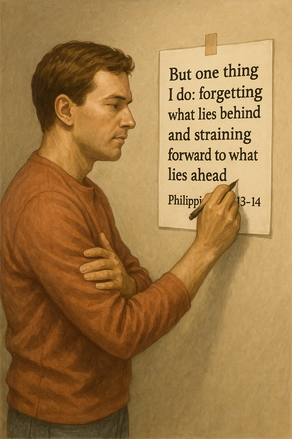 빌 3:13-14 말씀을 따라 뒤의 모든 것을 잊어버리고 앞을 향해 푯대를 향한 삶을 살아가도록 뒤의 영광을 잊어버리는 삶&amp;#44; 앞의 것을 찾아 살아가는 삶을 살기에 게으르지 않는 삶을 살도록 자신을 쳐서 복종하고 성경암송을 생활화하는 모습입니다.