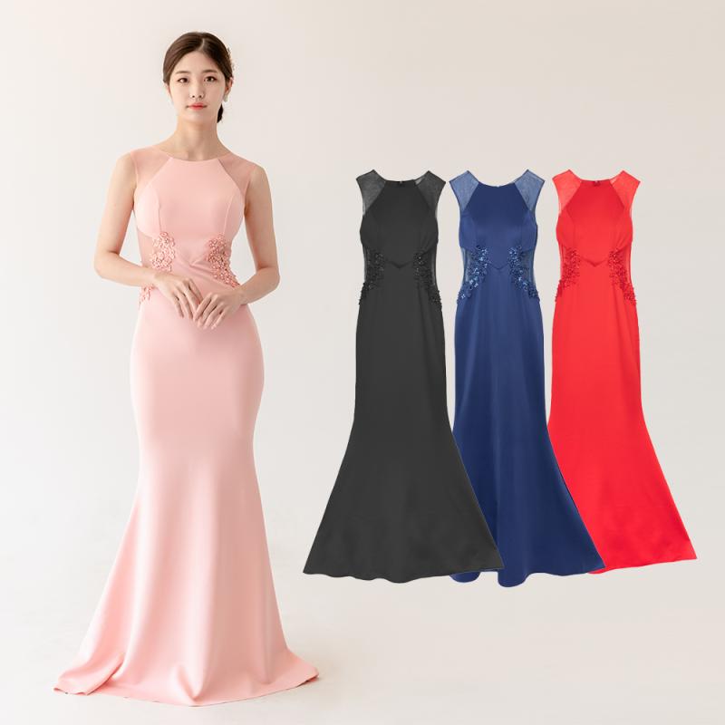 끌레르 시스루 파티드레스 LDP35 비즈 피로연 결혼식2부 유색 연주회드레스