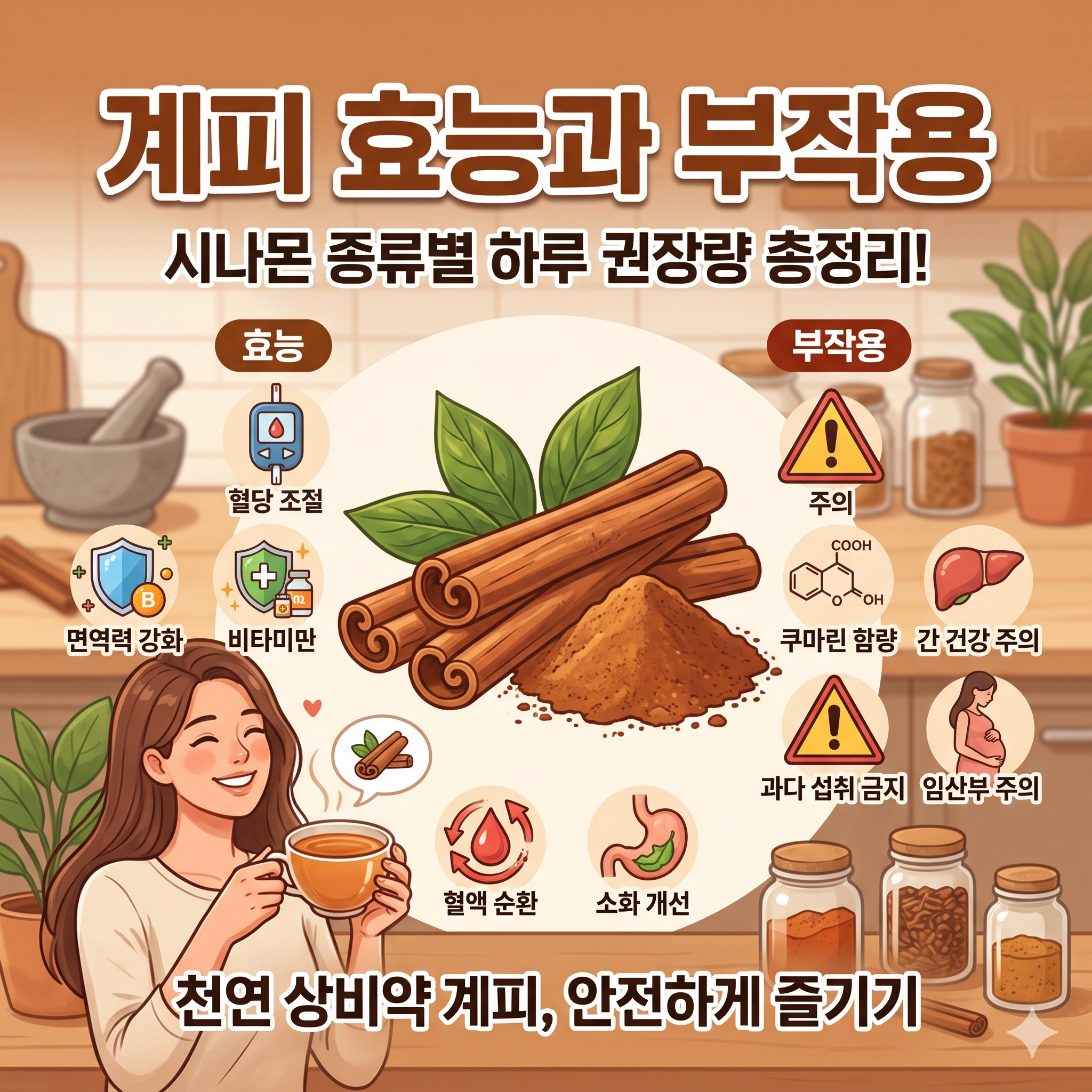 계피 효능과 부작용 총정리: 시나몬 종류별 하루 권장량 알아보기