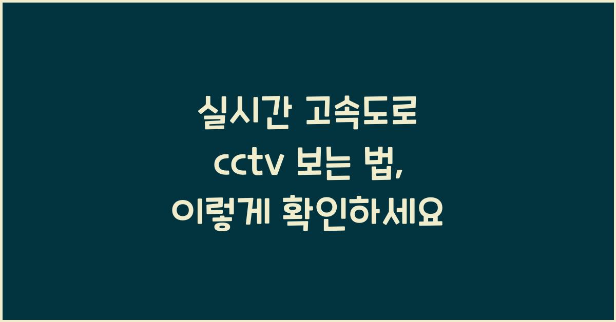 실시간 고속도로 cctv 보는 법