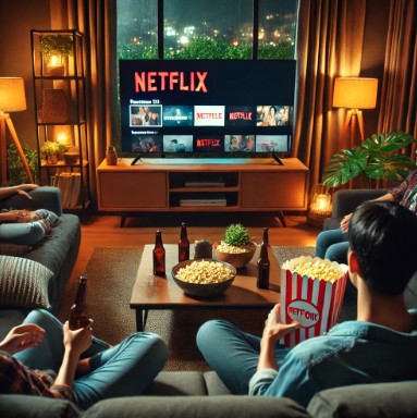 퇴근 후 넷플릭스를 보고 있는 사람들