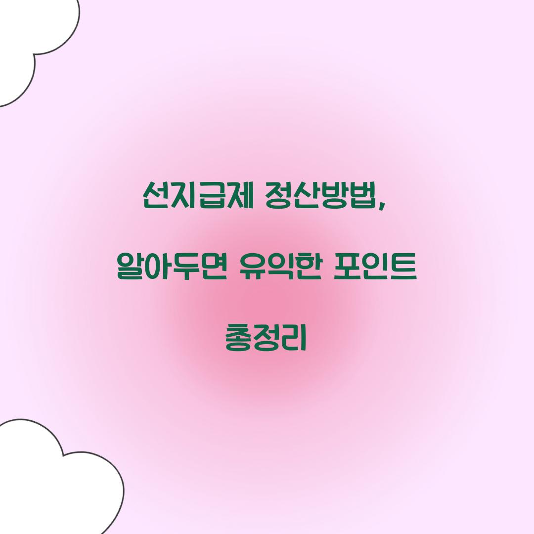 선지급제 정산방법