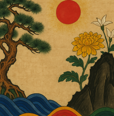 한국 전통회화 색조합으로 오방색을 사용한 민화그림