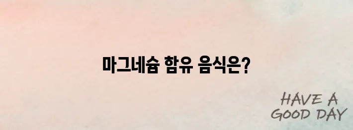 마그네슘이 풍부한 음식
