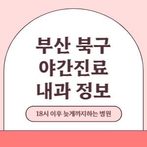 부산 북구 야간진료 내과 병원 (18시 이후 늦게까지하는 병원)