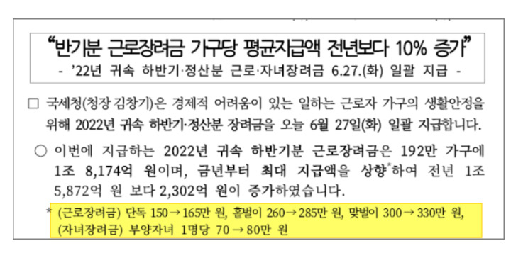 근로장려금 지급일
