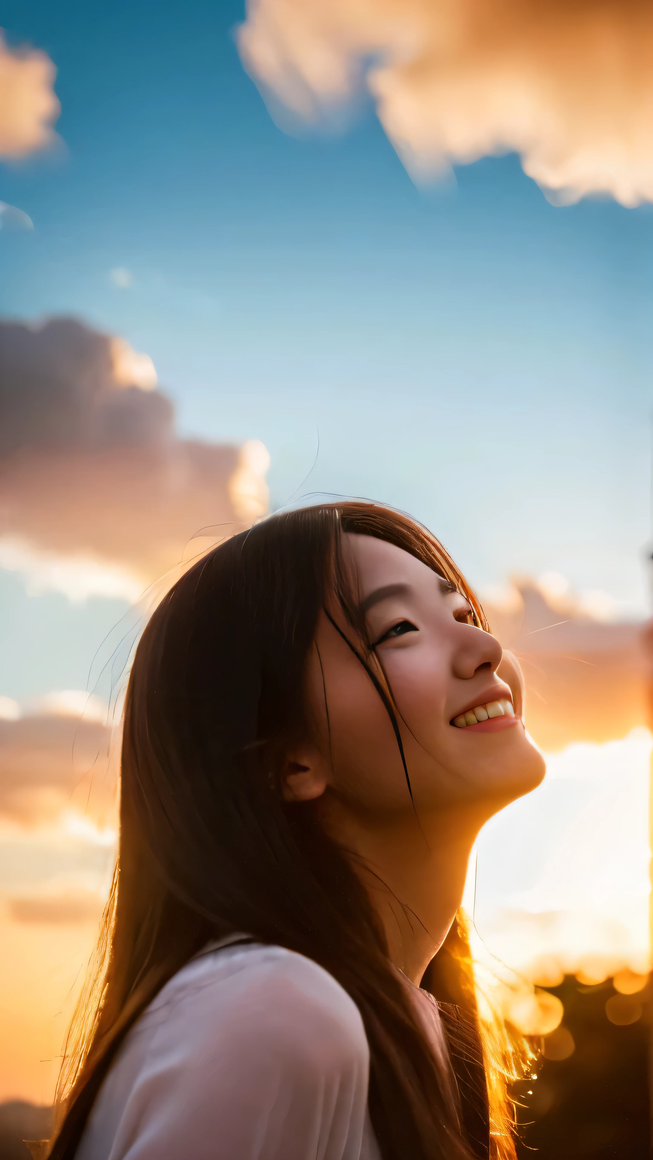 답답한 마음을 털어버리고 웃는 여자 이미지