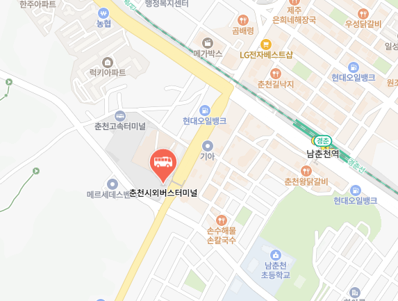 춘천시외버스터미널 위치-지도