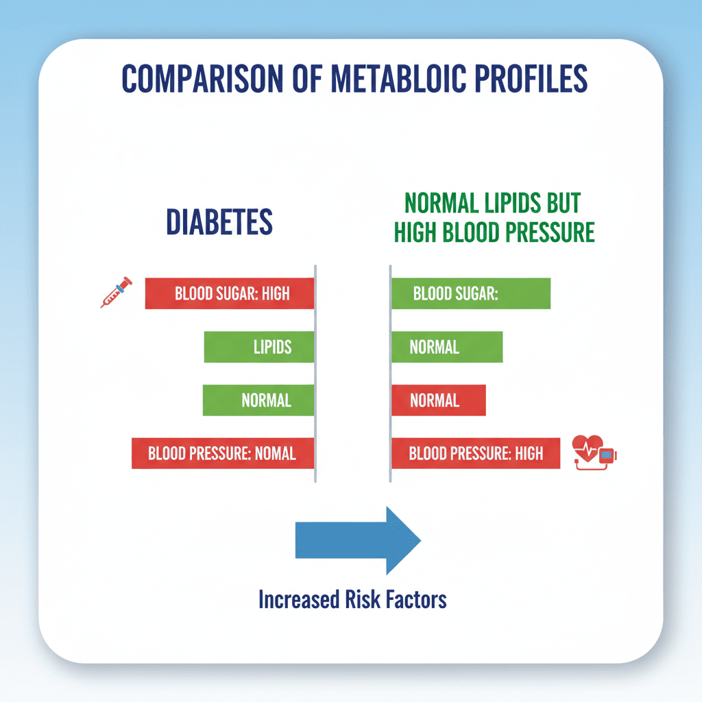 인포그래픽: ‘·당뇨·지질은 정상인데 혈압만 높은 비교 그래프