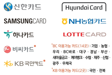 온누리상품권 등록 가능 카드