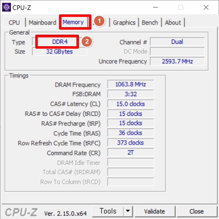 메모리 종류 확인