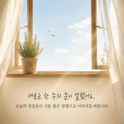 움직이는 월요일 아침 인사말 이미지 움짤 글귀 모음