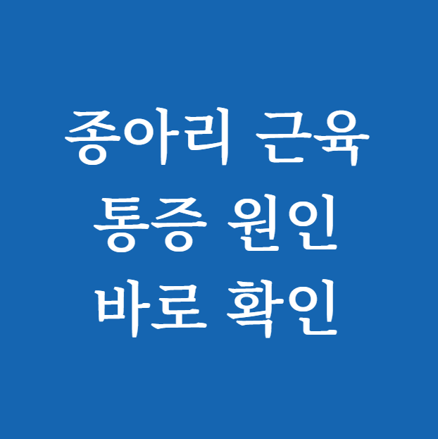 종아리 근육 통증 원인 바로 확인