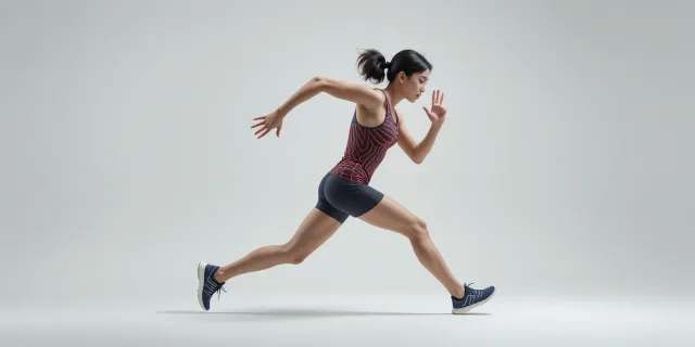 팔꿈치와 반대쪽 무릎 교차 타이밍을 설명하는 오버레이와 함께 복부 회전 범위를 시각적으로 표시한 컷