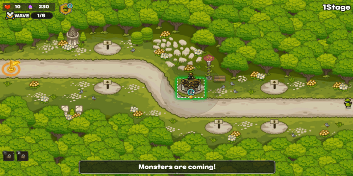 골드-타워-디펜스-게임하기-시작-화면