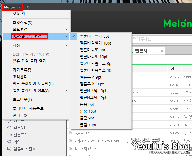 플레이어글꼴변경