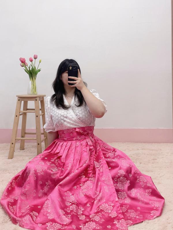 전통 양단 쿨핑크 허리치마 생활한복, 수수한 한복