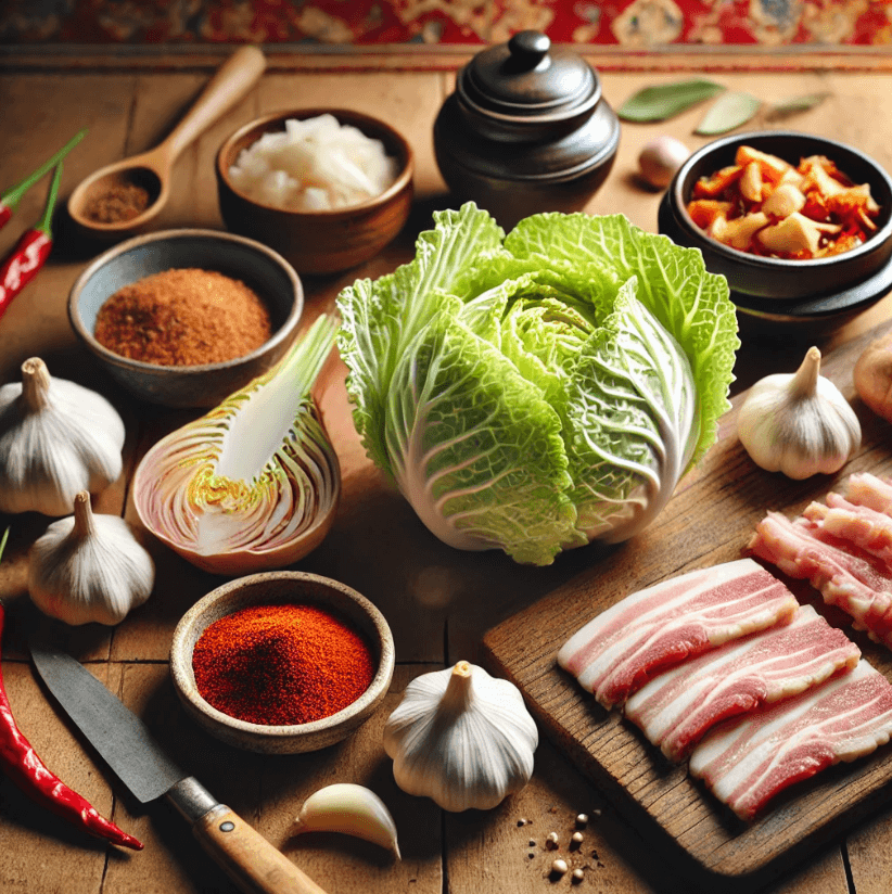 얼큰한 배추국을 위한 재료 준비