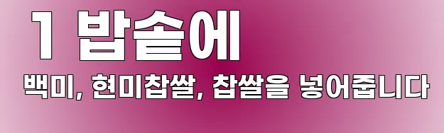  1 밥솥에 백미, 현미찹쌀, 찹쌀을 넣어줍니다