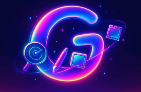 네온 오로라로 형성된 ‘G’ 포털 주위에 검색·작성·이미지·영상 아이콘이 공전하는 3D 대표 이미지—그록의 멀티모달 워크플로 상징 (Grok, aurora G portal, neon, multimodal, search, write, image, video)