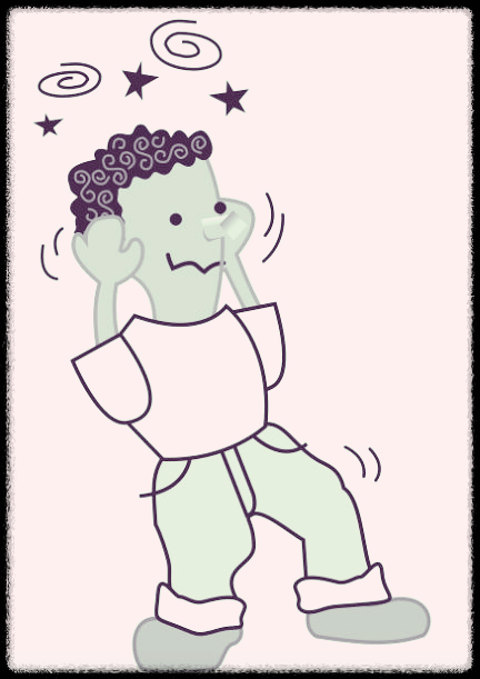 어지러워 하는 남자