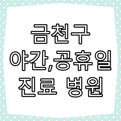 서울시 금천구 가산동 야간 진료 병원, 토요일, 일요일, 공휴일 진료 병원