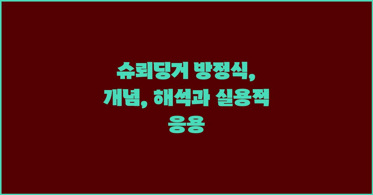 슈뢰딩거 방정식, 개념과 해석, 그리고 응용