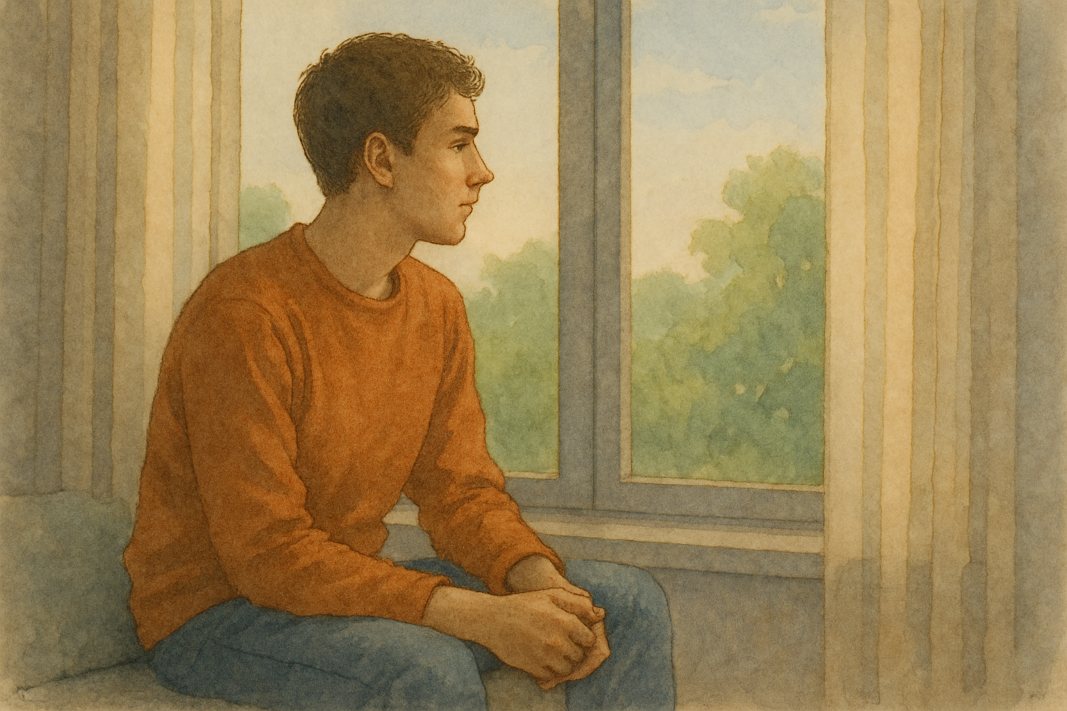 창가에 앉은 청년의 사색