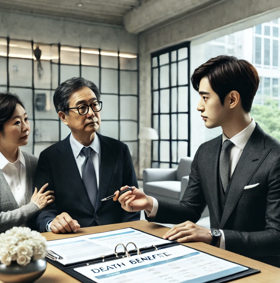 사망일시금 상담을 받는 가족의 모습.